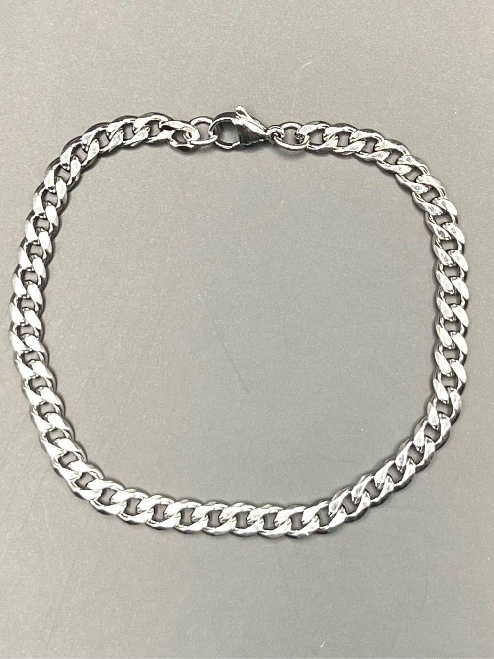 Silver Plated 5mm Cuban Curb Bracelet 8” Stainless Steel